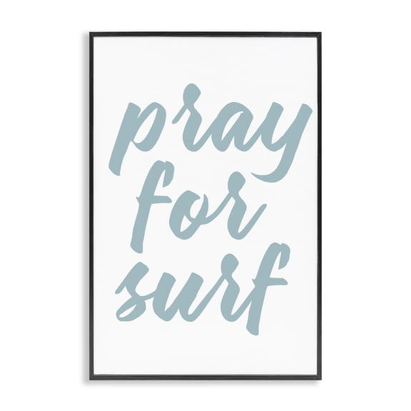 Stupell Industries Pray For Surf Typography Painting Black Framed Art Print Wall Art, 20 x 30