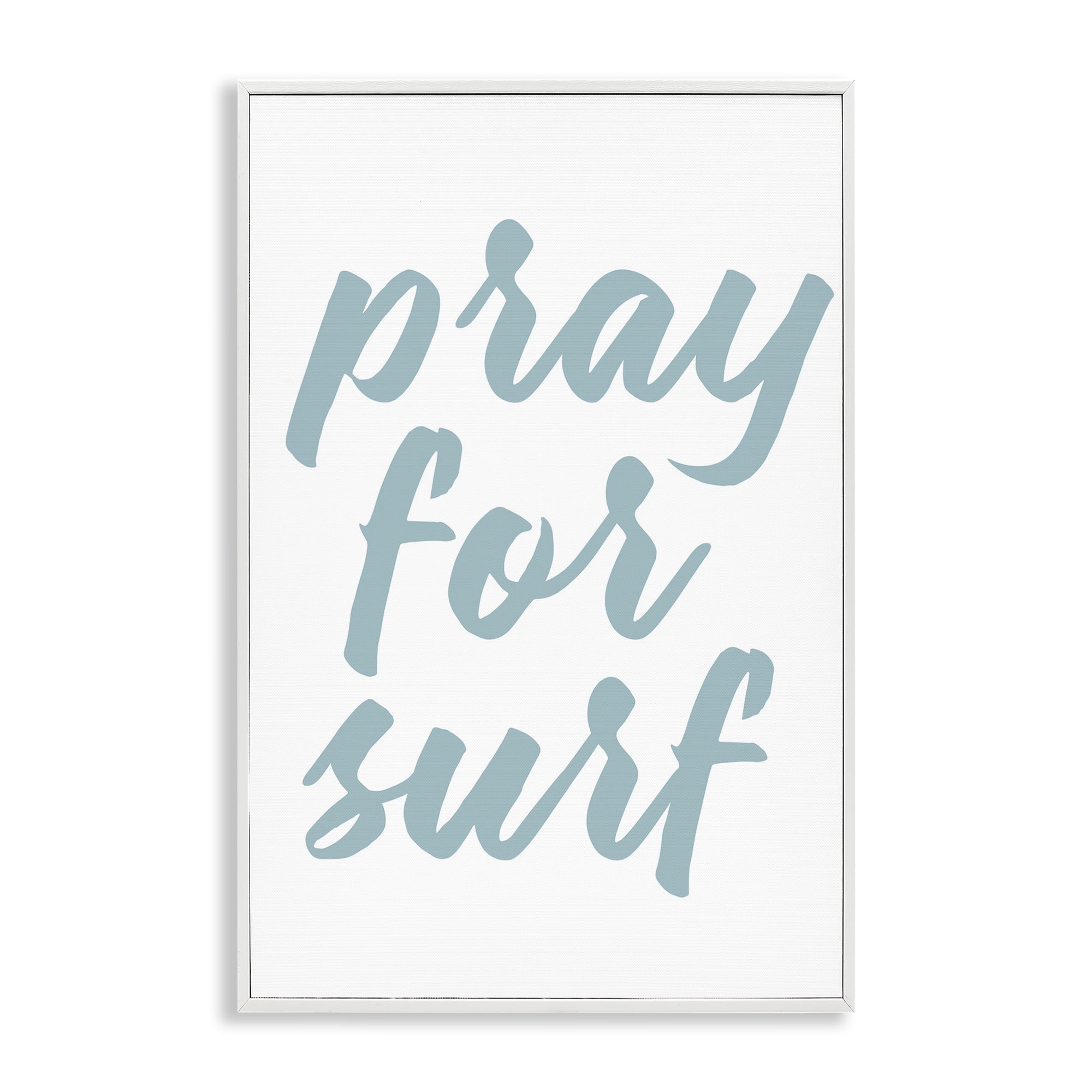 Stupell Industries Pray For Surf Typography Painting White Framed Art Print Wall Art, 12 x 18