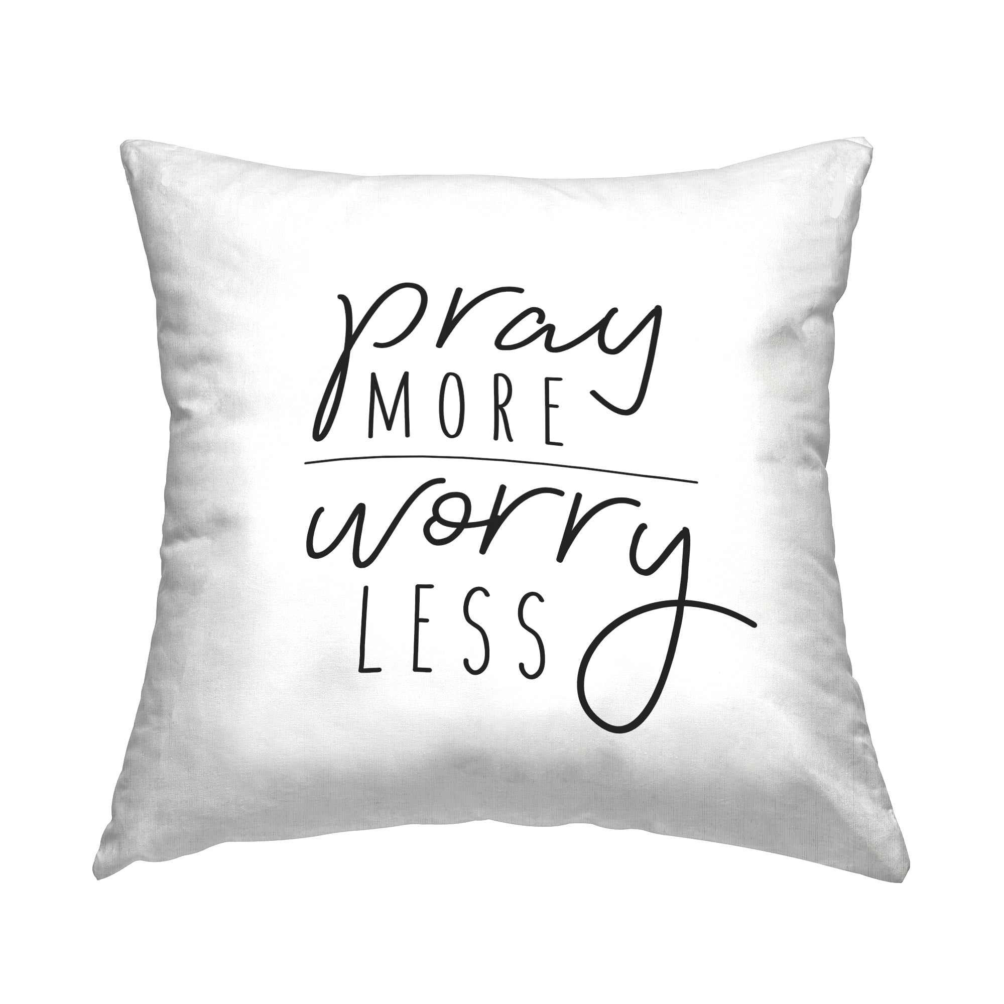 Stupell Industries Pray More Worry Less Sentiment Minimal Text Country White,18 x 7 x 18 Decorative Pillows