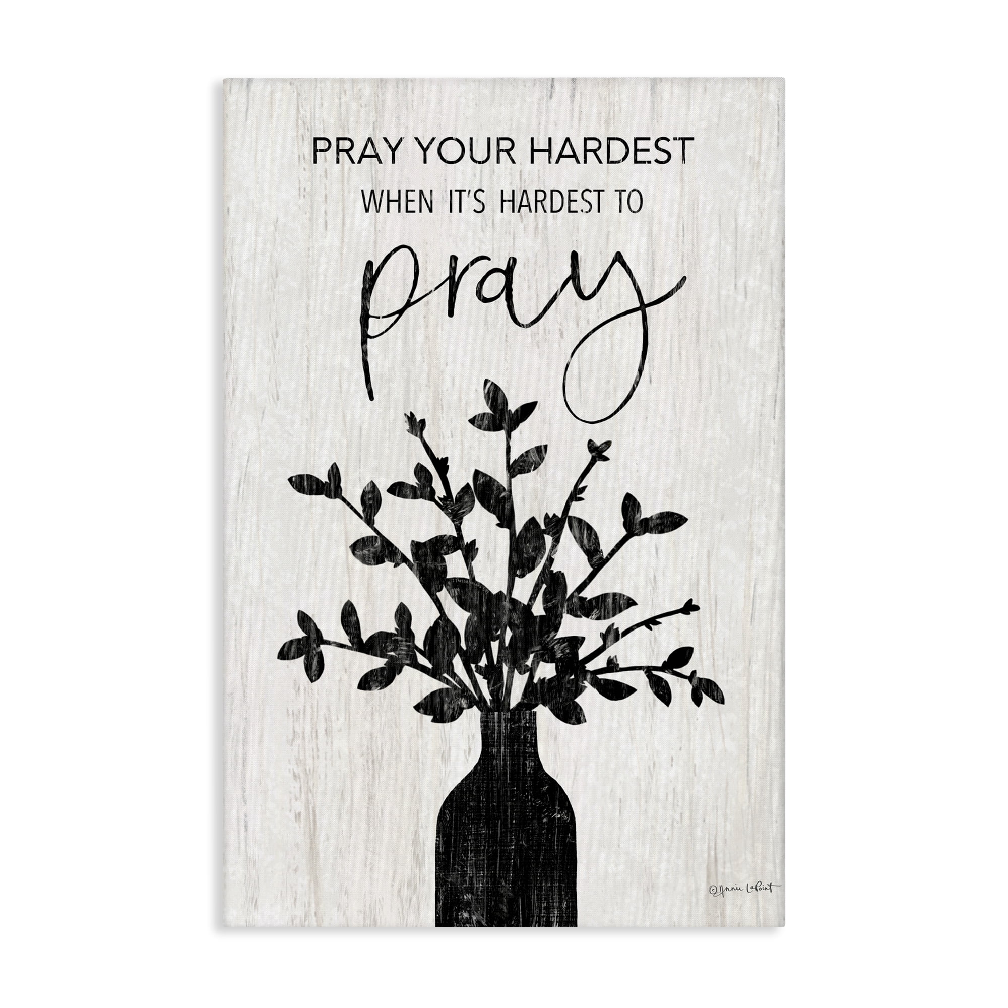 Stupell Industries Pray Your Hardest Religious Painting Gallery Wrapped Canvas Art Print Wall Art, 30 x 45