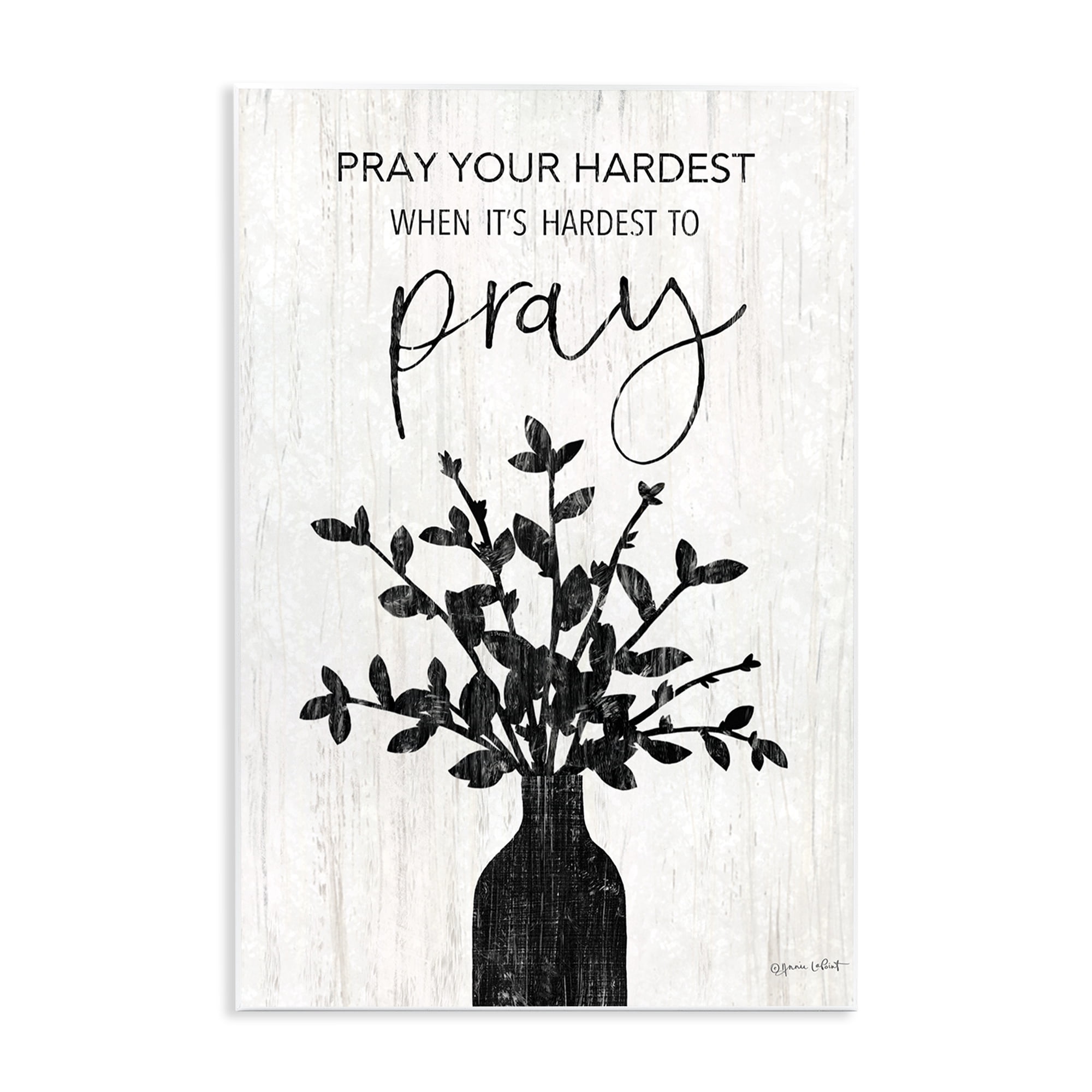 Stupell Industries Pray Your Hardest Religious Painting Unframed Art Print Wall Art, 13 x 19