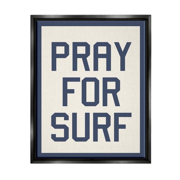 Stupell Industries Pray for Surf Phrase Nature Painting Black Floater Framed Art Print Wall Art, 17 x 21