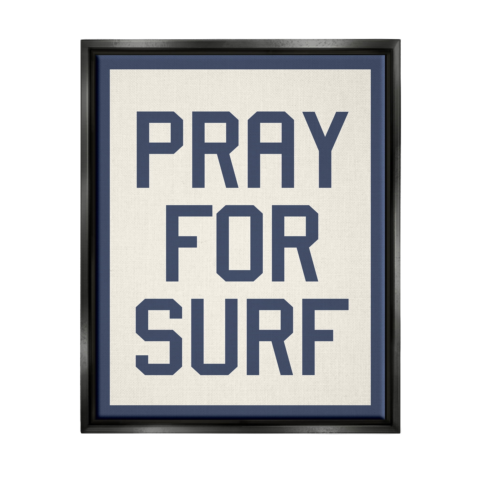 Stupell Industries Pray for Surf Phrase Nature Painting Black Floater Framed Art Print Wall Art, 25 x 31