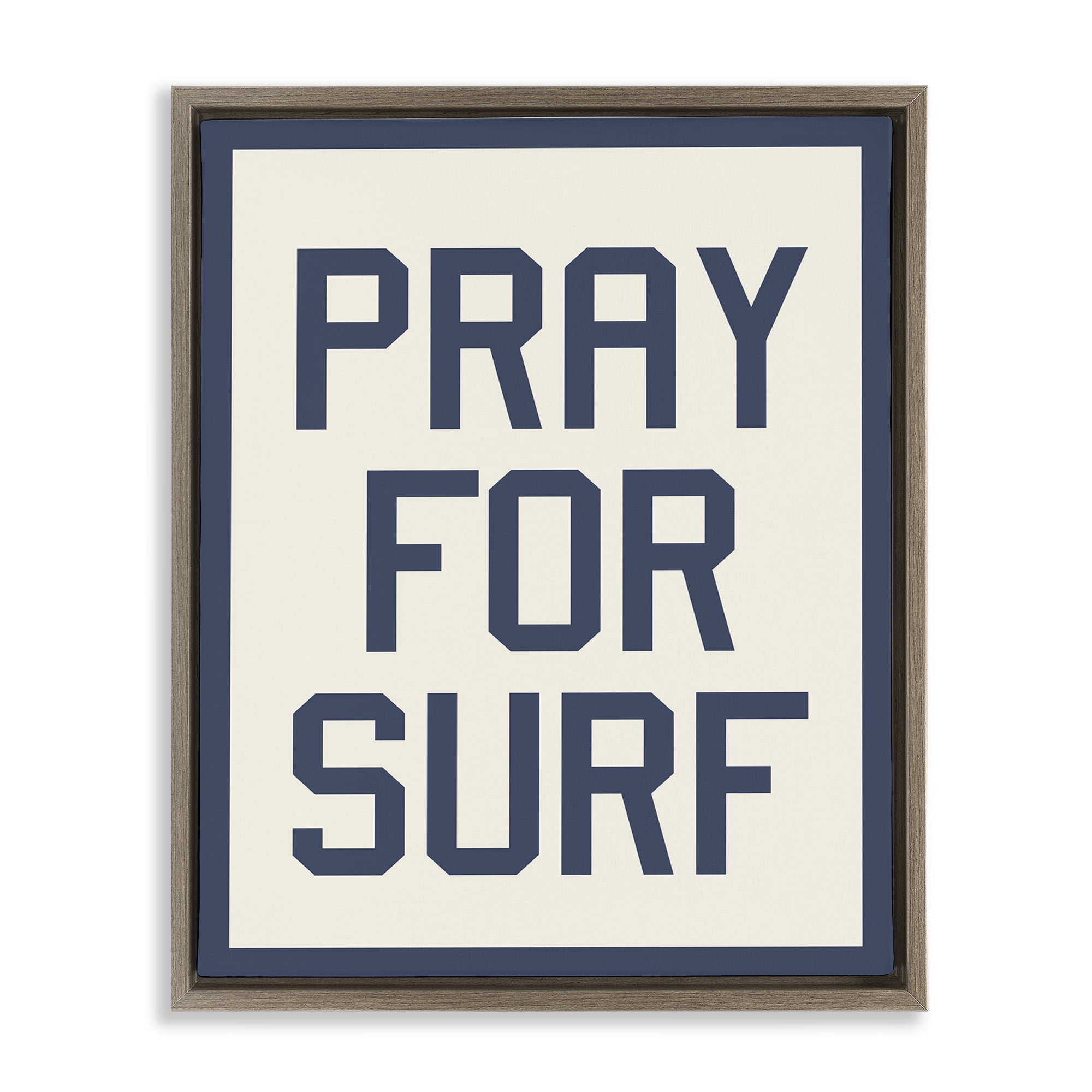 Stupell Industries Pray for Surf Phrase Nature Painting Brown Floater Framed Canvas Art Print Wall Art, 25 x 31