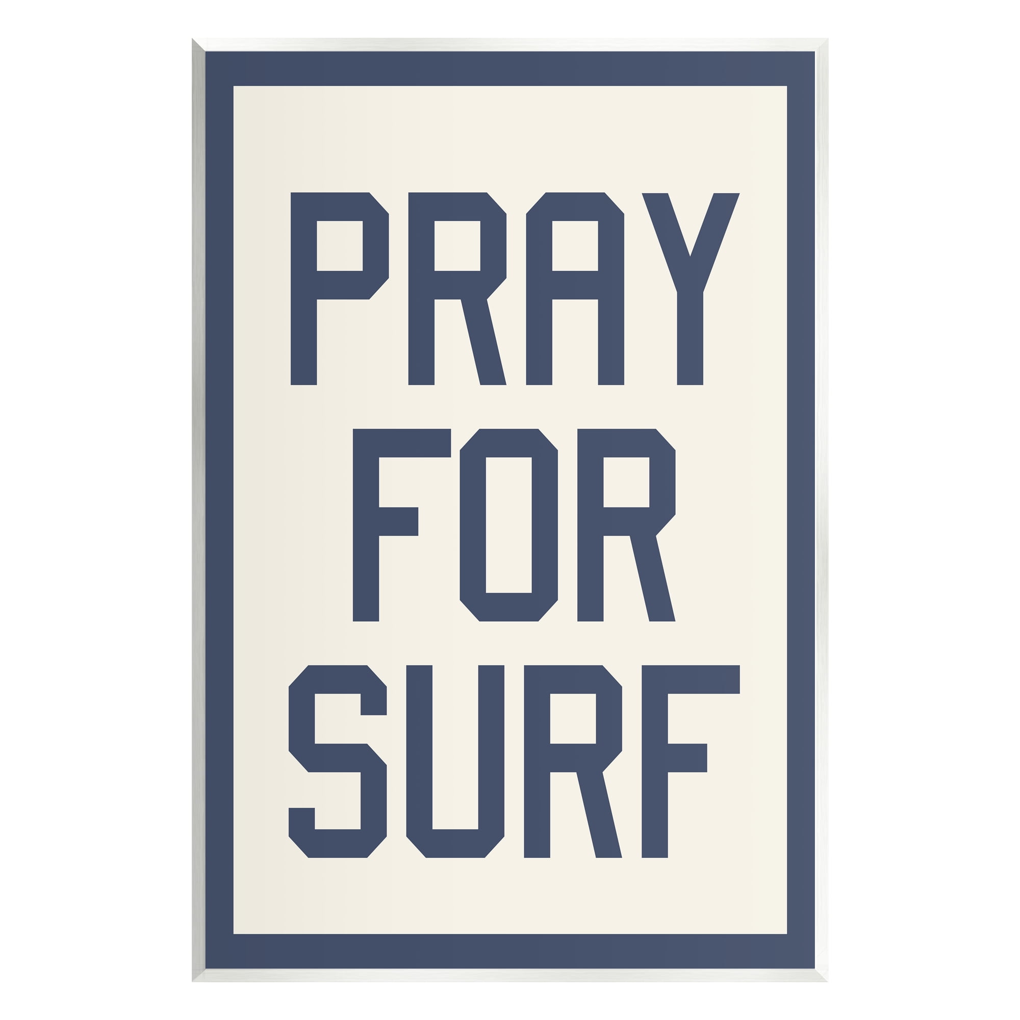 Pray For Surf Navy and White Wood Wall Plaque