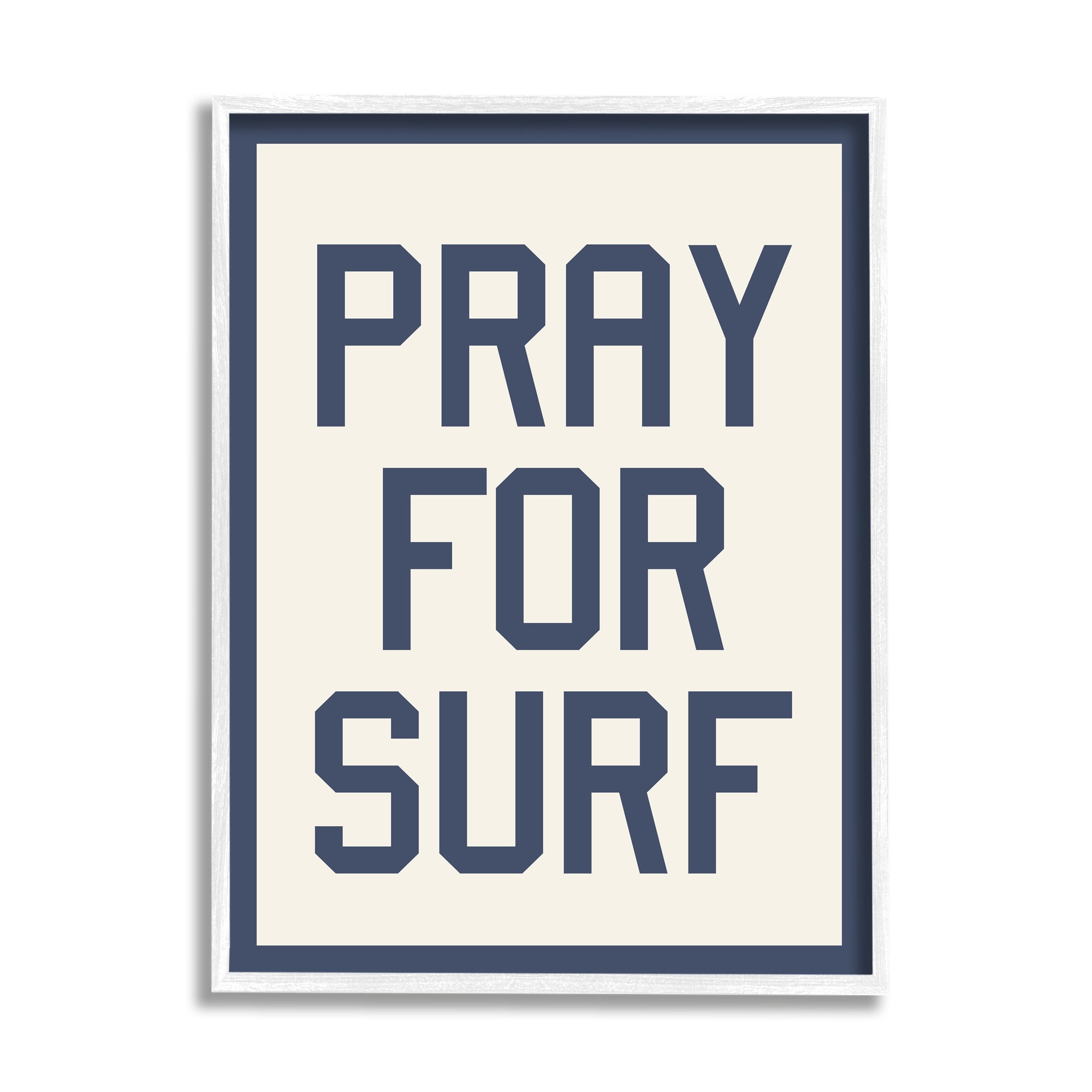 Stupell Industries Pray for Surf Phrase Nature Painting White Framed Art Print Wall Art, 11 x 14