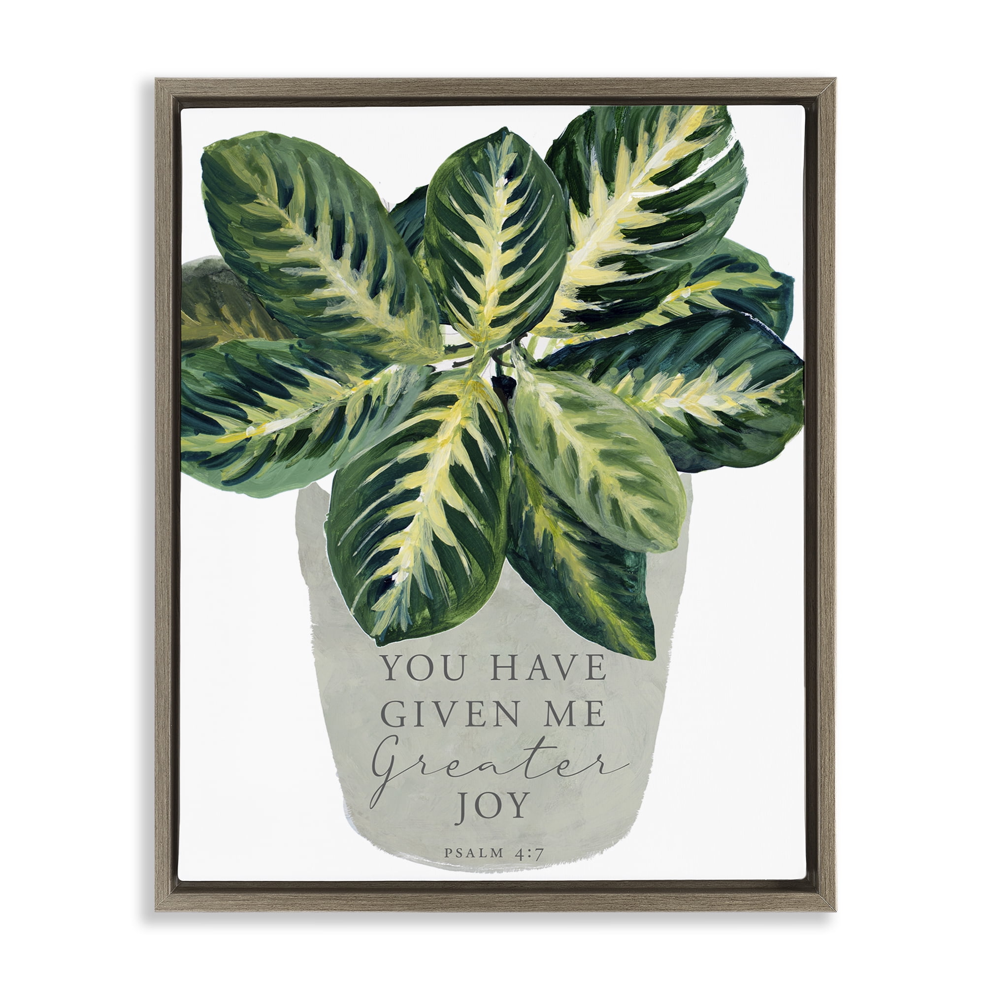 Stupell Industries Prayer & House Plant Brown Framed Floater Canvas Wall Art, design by Lanie Loreth