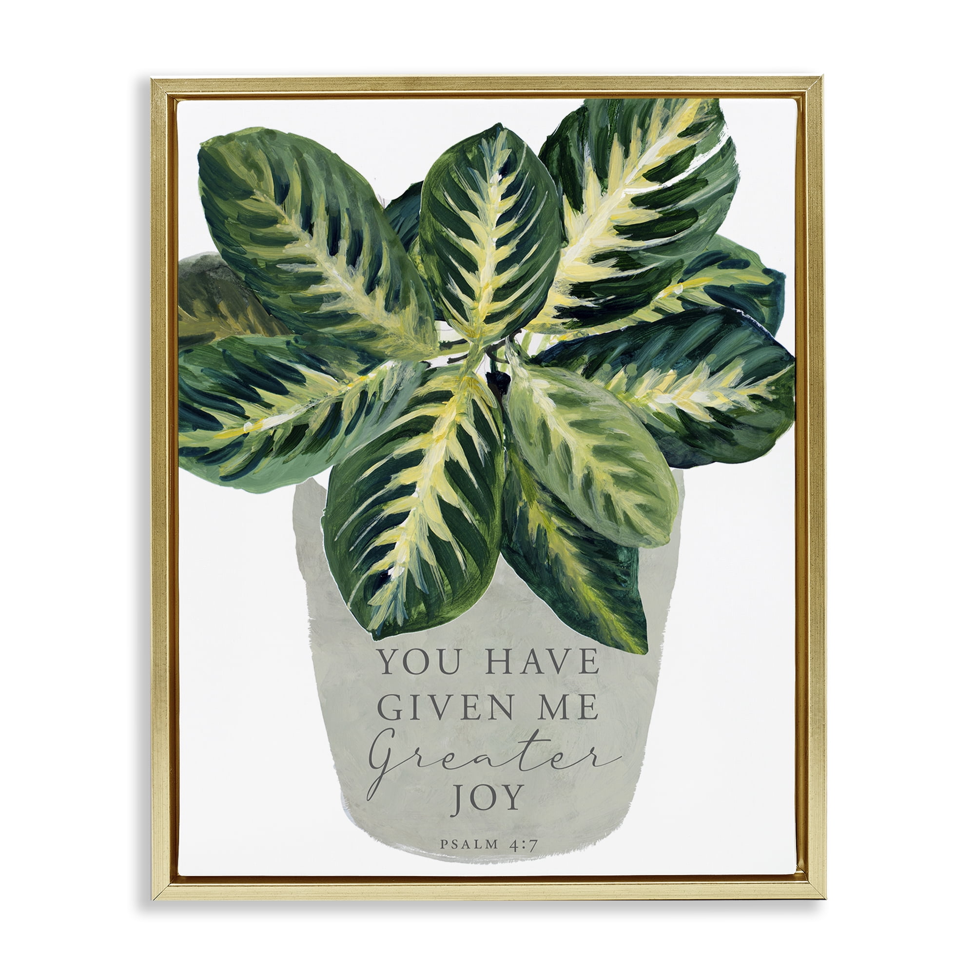 Stupell Industries Prayer & House Plant Gold Framed Floater Canvas Wall Art, design by Lanie Loreth