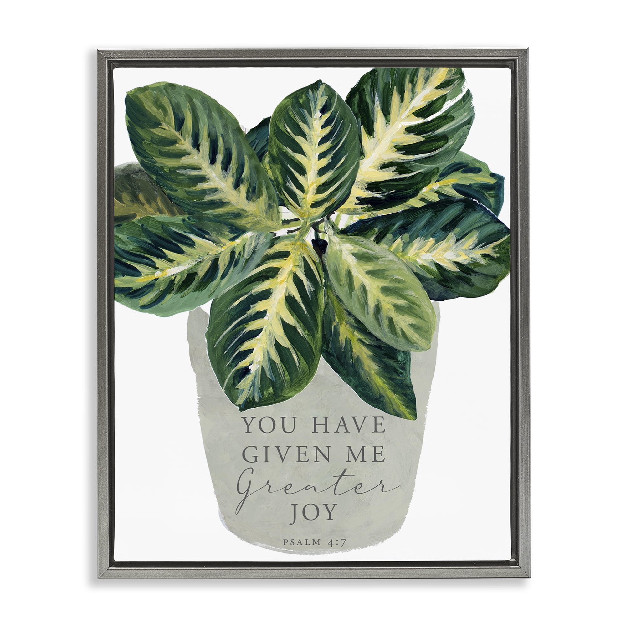 Stupell Industries Prayer & House Plant Gray Framed Floater Canvas Wall Art, design by Lanie Loreth