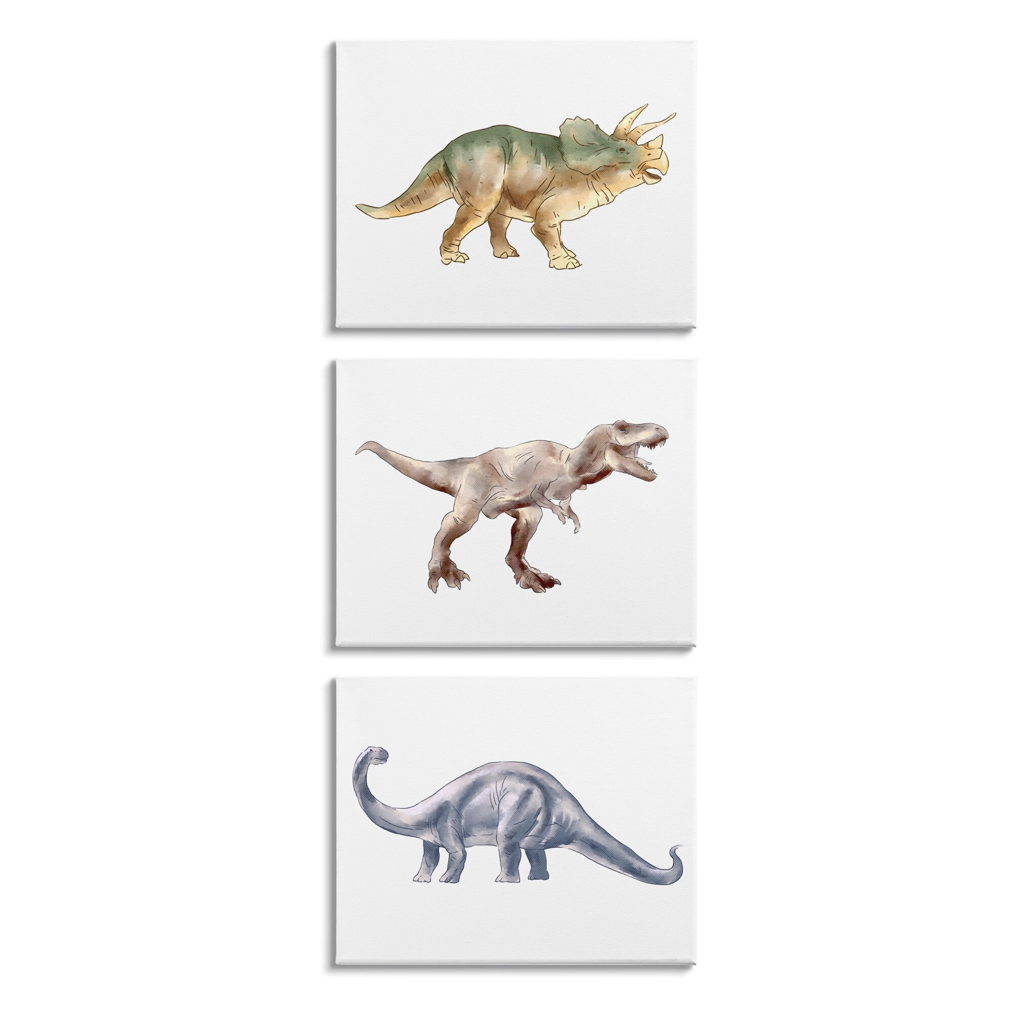 Stupell Industries Pre-Historic Dinosaurs Walking Fun Watercolor Reptiles Canvas Wall Art, 24 x 30, Design by Ziwei Li