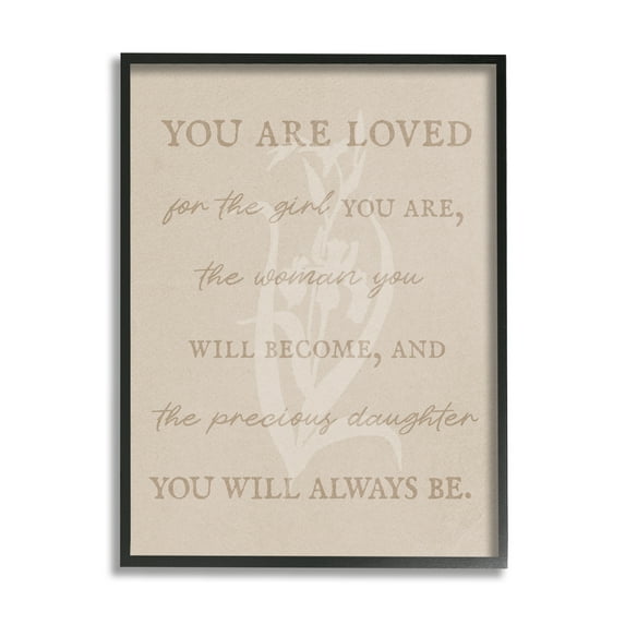 Stupell Industries Precious Daughter Family Phrase Botanical & Floral Painting Black Framed Art Print Wall Art, 24 x 30