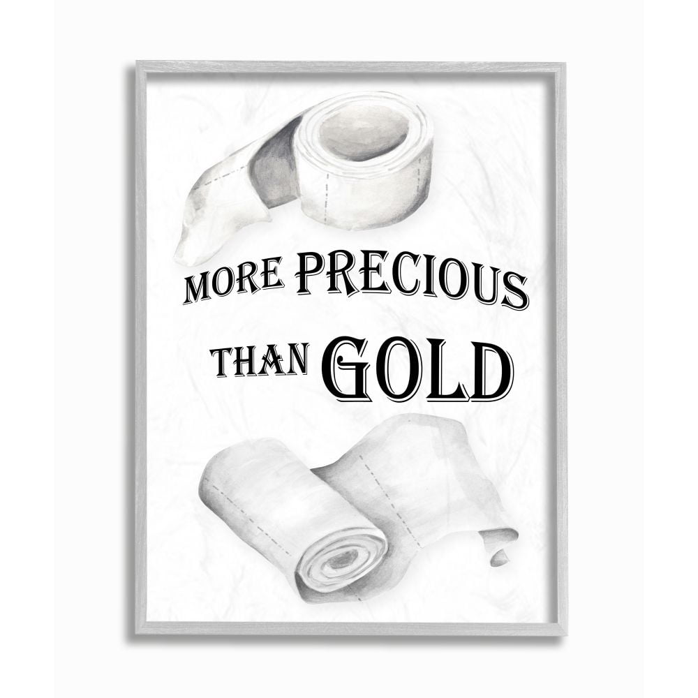 Stupell Industries More Precious Than Gold Phrase Toilet Paper Joke Framed Wall Art Design by Gail Green Licensing and Design Limited