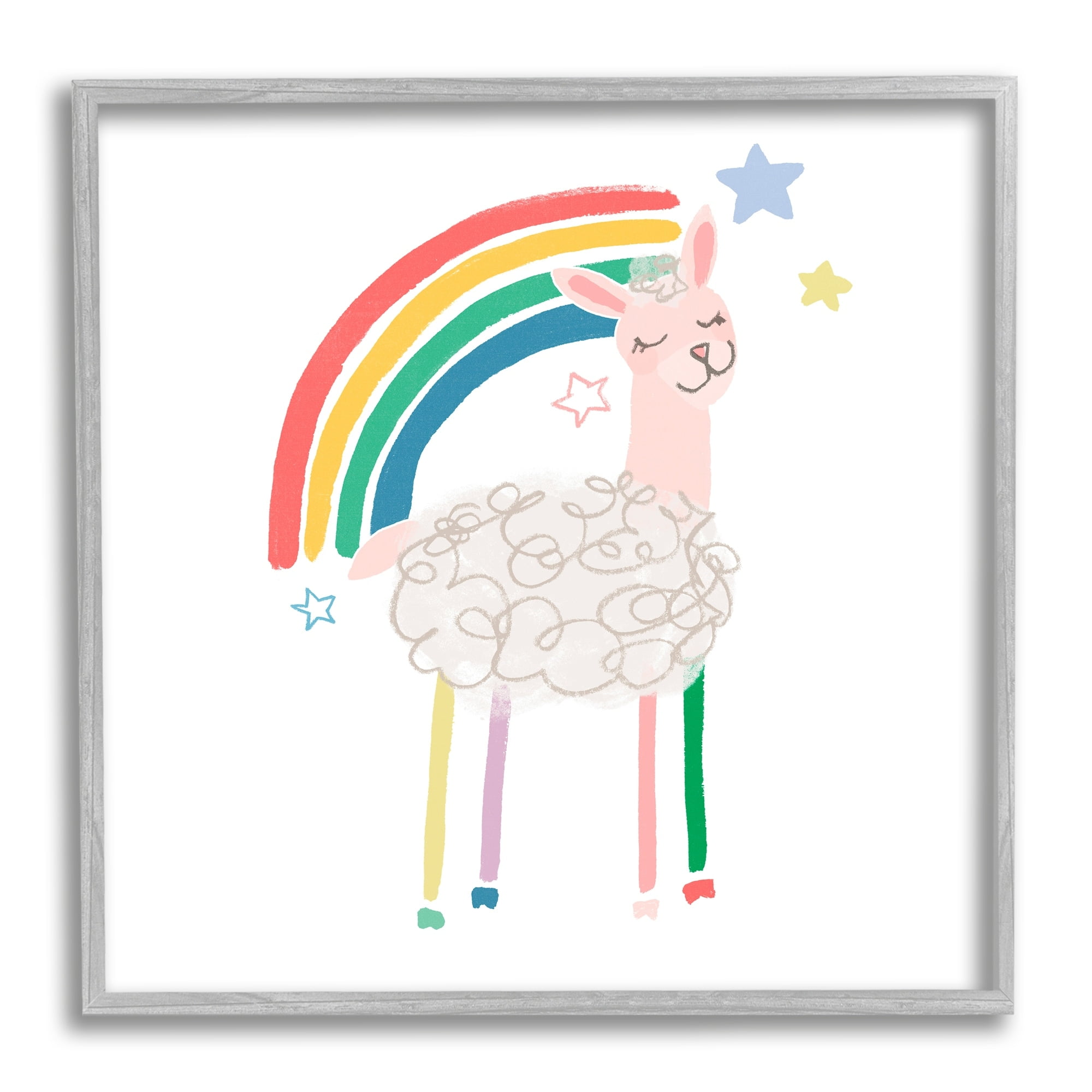 Stupell Industries Precious Sheep Rainbow Stars Minimal Design , 17 x 17, Design by June Erica Vess