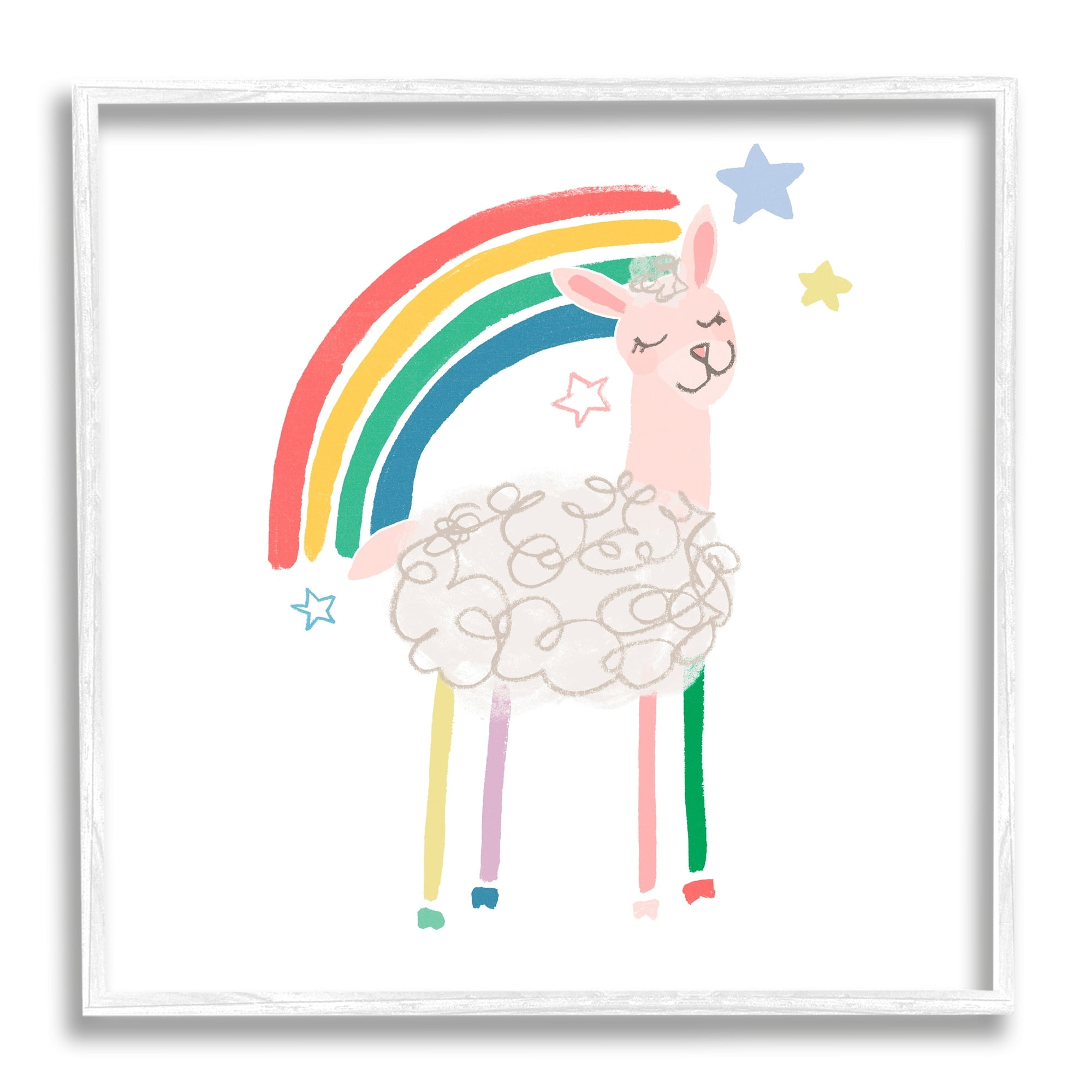 Stupell Industries Precious Sheep Rainbow Stars Minimal Design , 24 x 24, Design by June Erica Vess