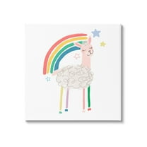Stupell Industries Precious Sheep Rainbow Stars Minimal Design Graphic Art Gallery-Wrapped Canvas Print Wall Art, 17x17, by June Erica Vess