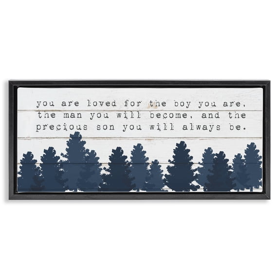 Stupell Industries Rustic Lodge Precious Son You Are Phrase Black Floating Frame Canvas Art, 25 x 11, by Lil' Rue