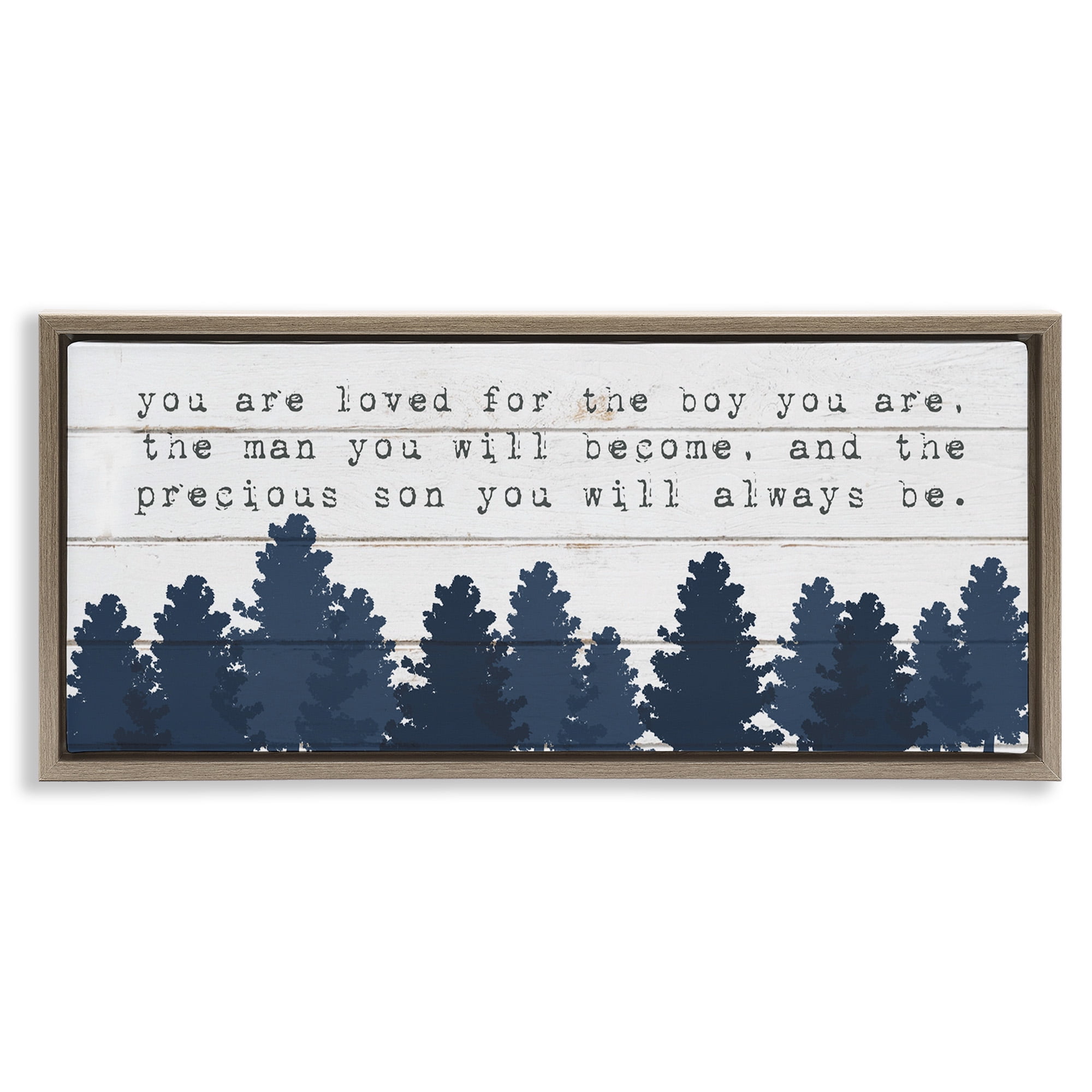 Stupell Industries Precious Son You Are Phrase Art for Kids Painting Brown Floater Framed Canvas Art Print Wall Art, 25 x 11