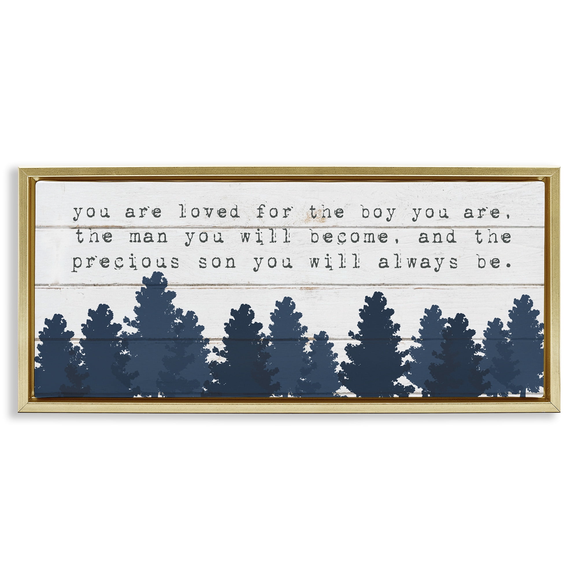 Stupell Industries Precious Son You Are Phrase Art for Kids Painting Gold Floater Framed Canvas Art Print Wall Art, 31 x 14