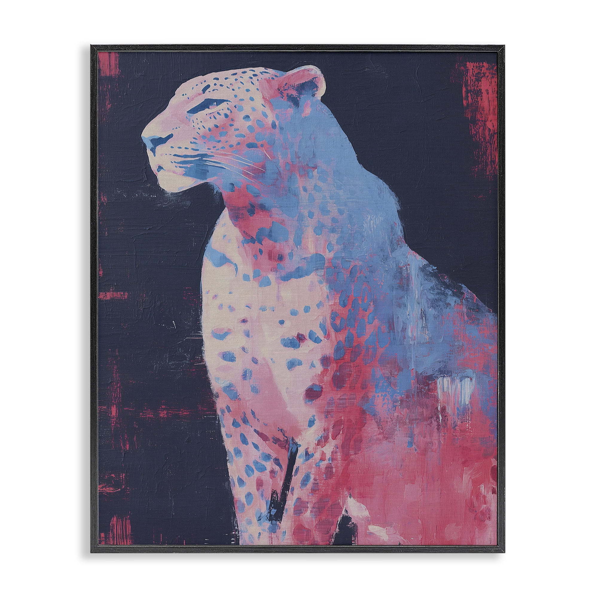 Stupell Industries Predator Pride Leopard Black Framed Giclee Art, design by Svetlana Aleynikova