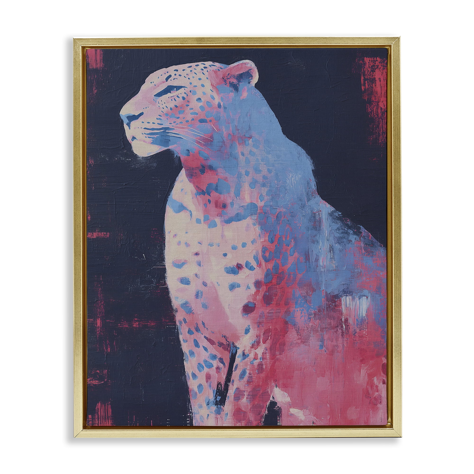 Stupell Industries Predator Pride Leopard Gold Framed Floater Canvas Wall Art, design by Svetlana Aleynikova
