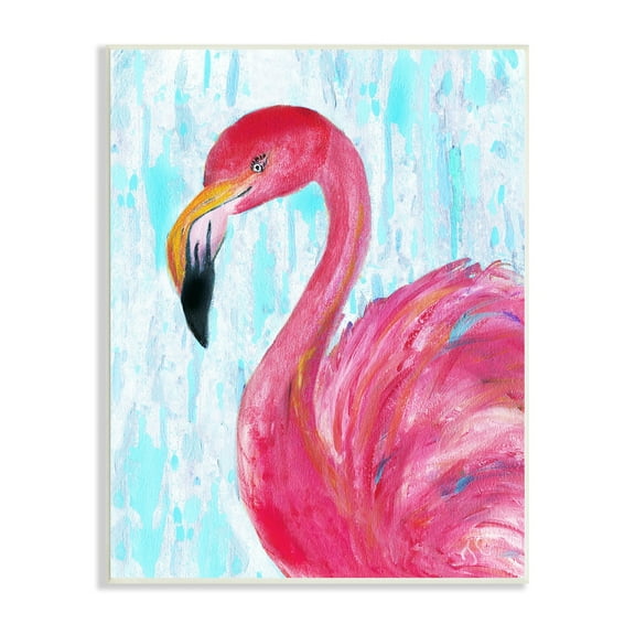 Stupell Industries Preened Glamorous Flamingo Shabby Bird Painting,10 x 15, Design by Jan Cole