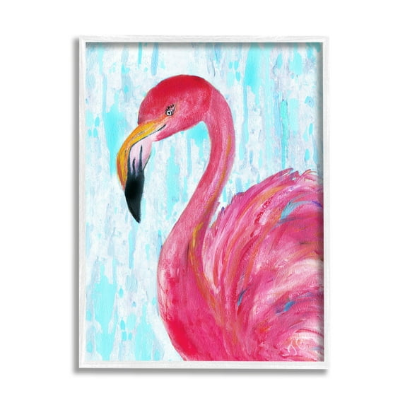 Stupell Industries Preened Glamorous Flamingo Shabby Bird Painting,11 x 14, Design by Jan Cole