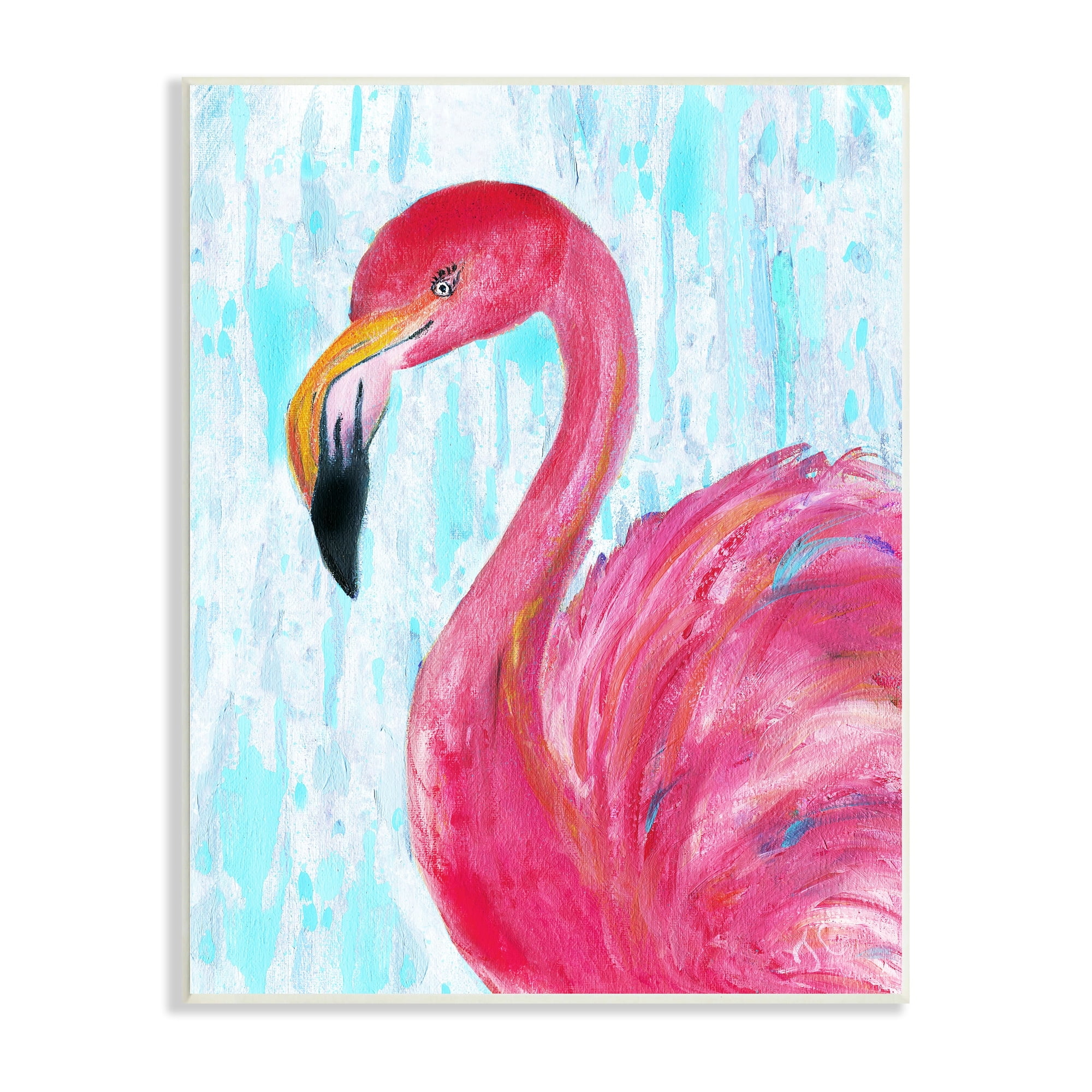 Preened Glamorous Flamingo Shabby Bird Painting on MDF Wood, 13 x 19