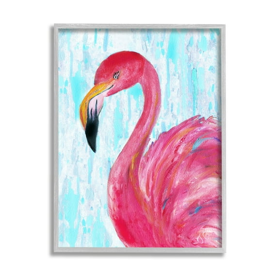 Stupell Industries Preened Glamorous Flamingo Shabby Bird Painting,24 x 30, Design by Jan Cole