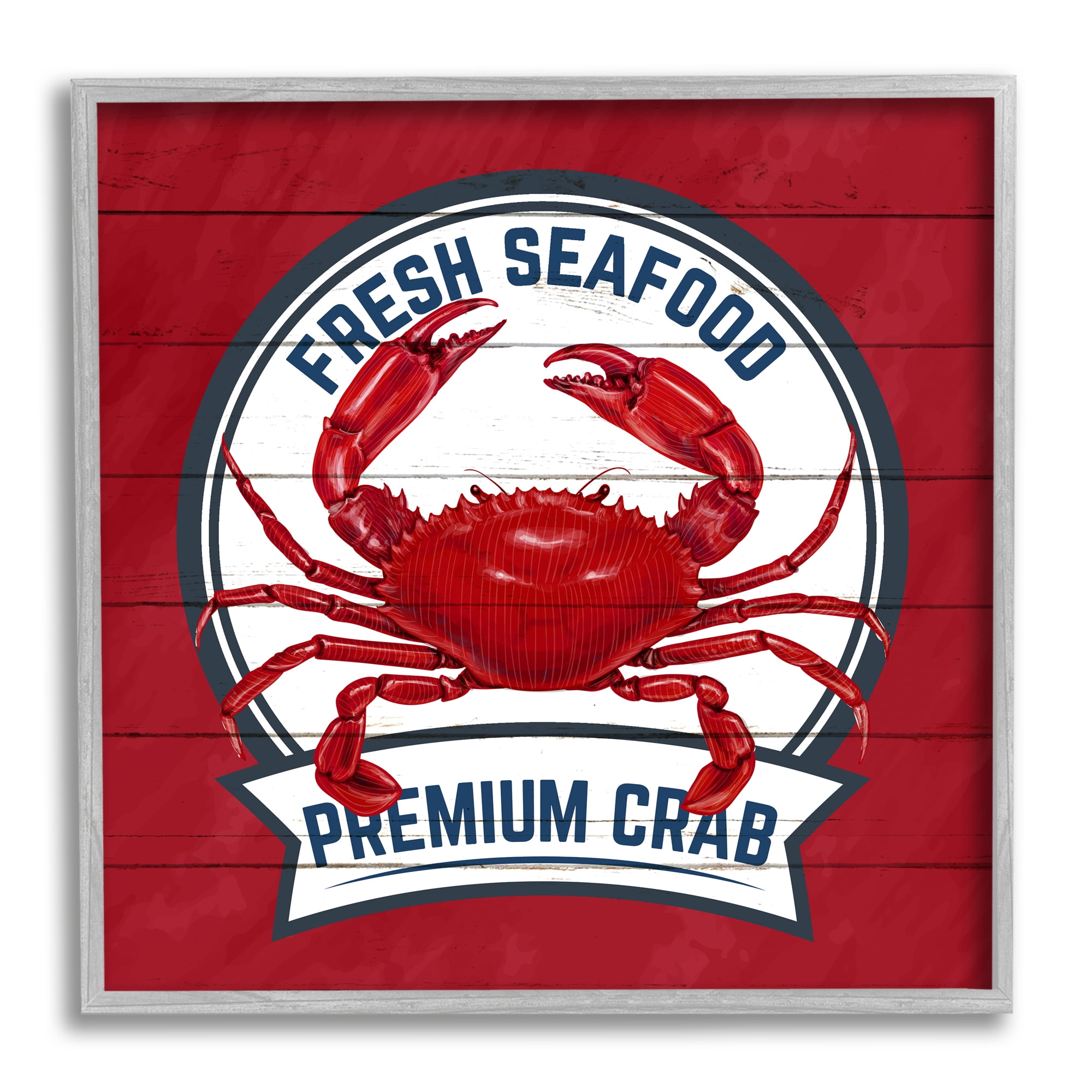 Stupell Industries Premium Crab Seafood Animals & Insects Painting Gray Framed Art Print Wall Art, 17 x 17