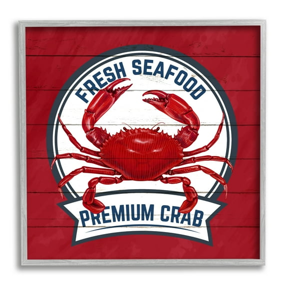 Stupell Industries Premium Crab Seafood Animals & Insects Painting Gray Framed Art Print Wall Art, 24 x 24