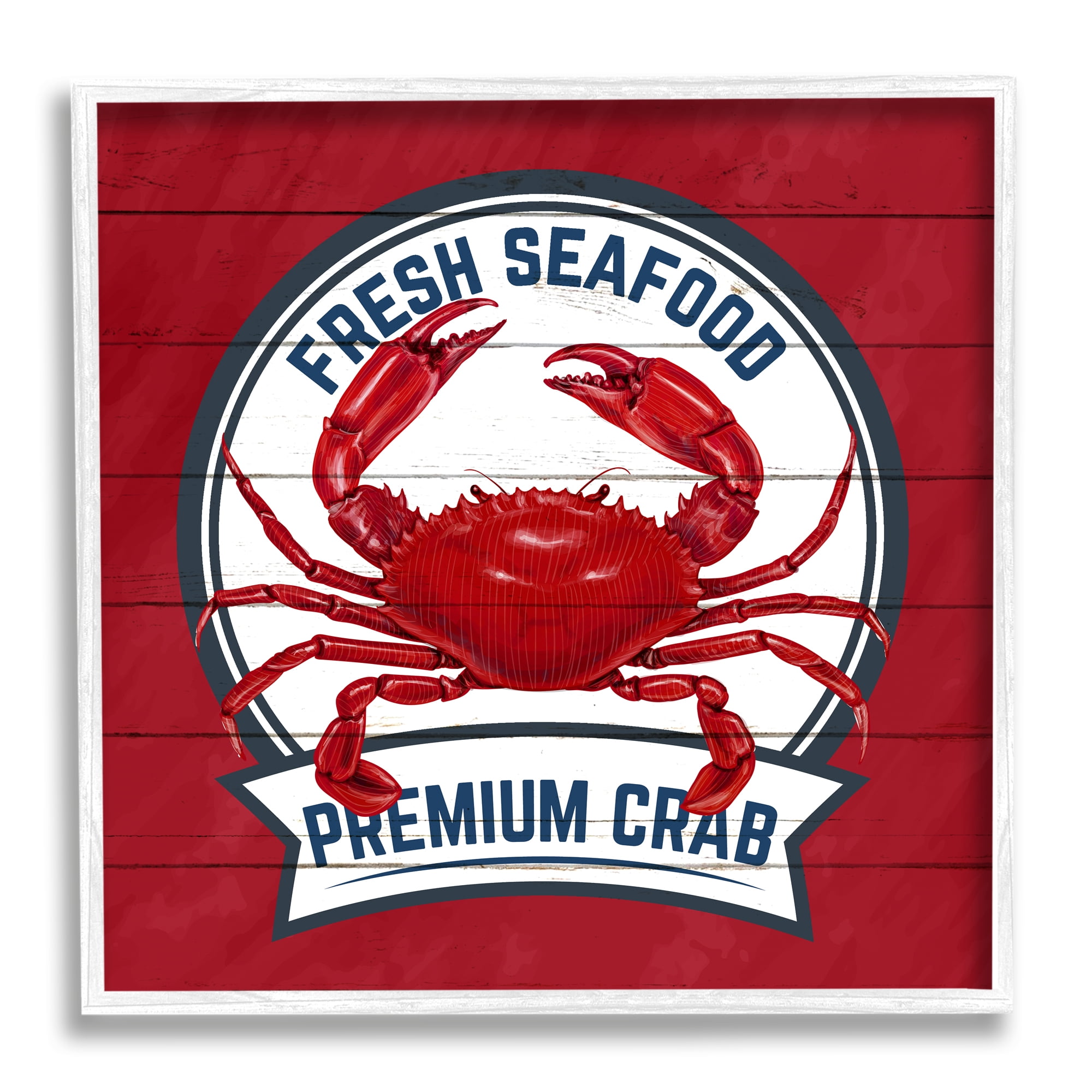Stupell Industries Premium Crab Seafood Animals & Insects Painting White Framed Art Print Wall Art, 24 x 24