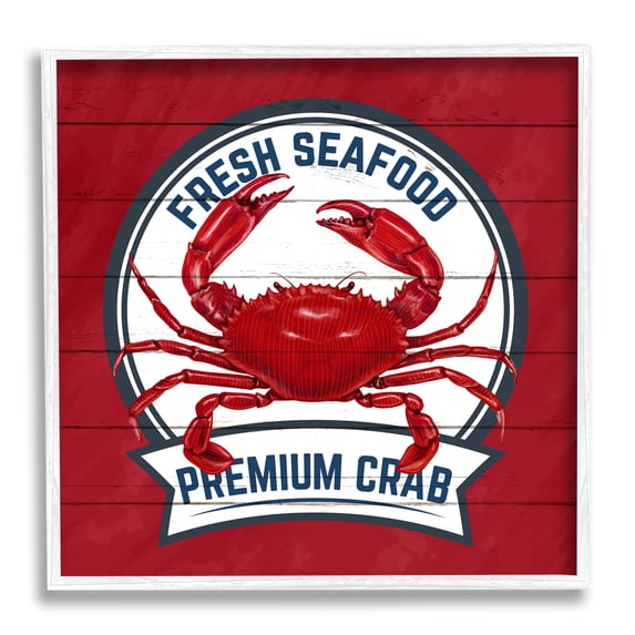 Stupell Industries Premium Crab Seafood Animals & Insects Painting White Framed Art Print Wall Art, 24 x 24
