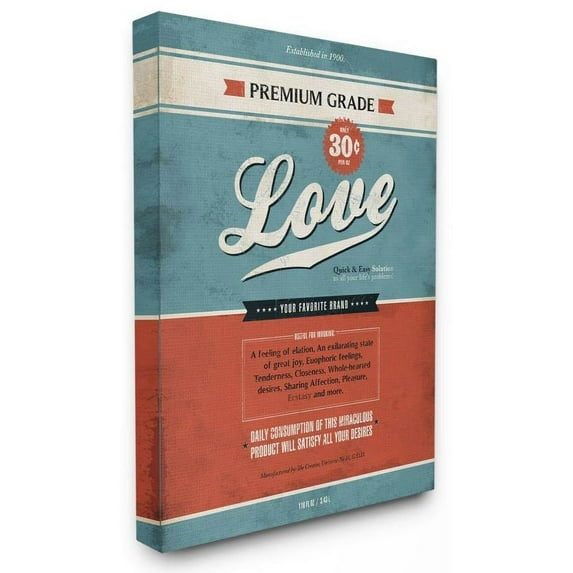 Stupell Industries Premium Grade Love Inspirational Vintage Comic Book Design Canvas Wall Art by Ester Kay