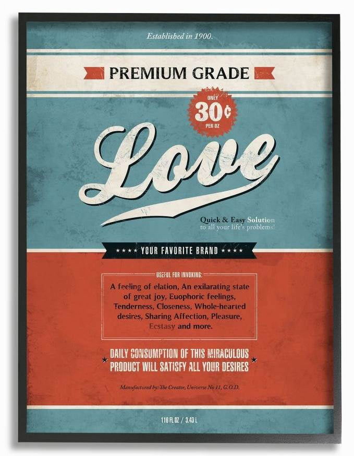 Stupell Industries Premium Grade Love Inspirational Vintage Comic Book Design Framed Wall Art by Ester Kay