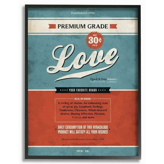 Stupell Industries Premium Grade Love Inspirational Vintage Comic Book Design Framed Wall Art by Ester Kay