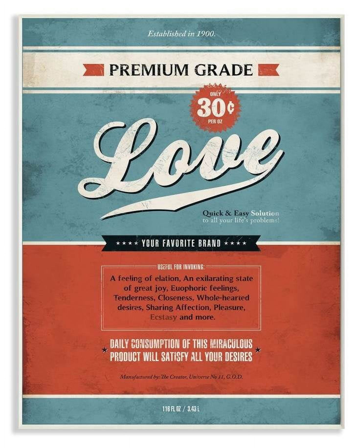 Stupell Industries Premium Grade Love Inspirational Vintage Comic Book Design Wall Plaque by Ester Kay