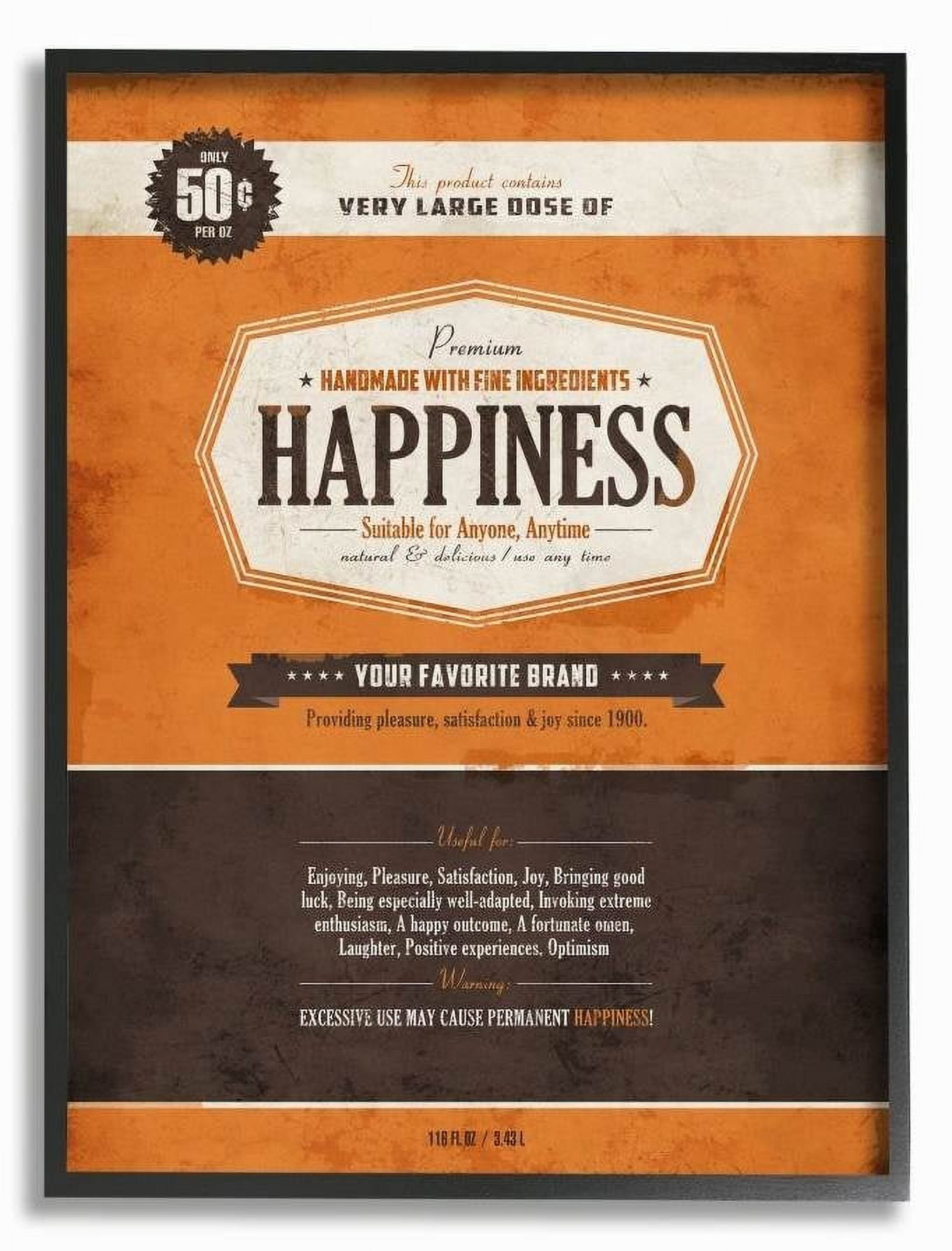 Stupell Industries Premium Happiness Inspirational Vintage Comic Book Design Framed Wall Art by Ester Kay