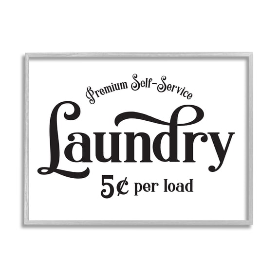 Stupell Industries Premium Laundry Sign Vintage Advertisement Minimal Typography, 24 x 30, Designed by Lettered and Lined