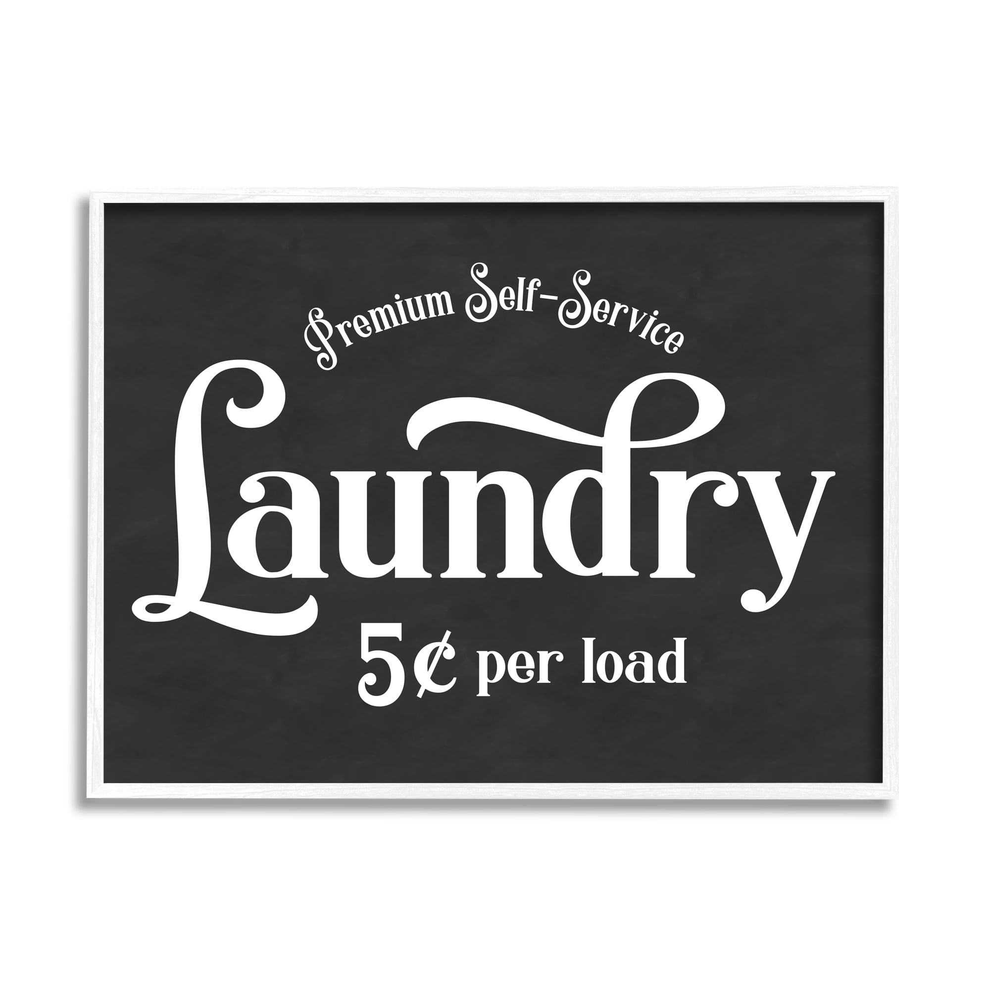 Stupell Industries Premium Self-Service Laundry Vintage Advertisement Sign Country Painting White Framed Art Print Wall Art, 16 x 20, Design by Lettered and Lined