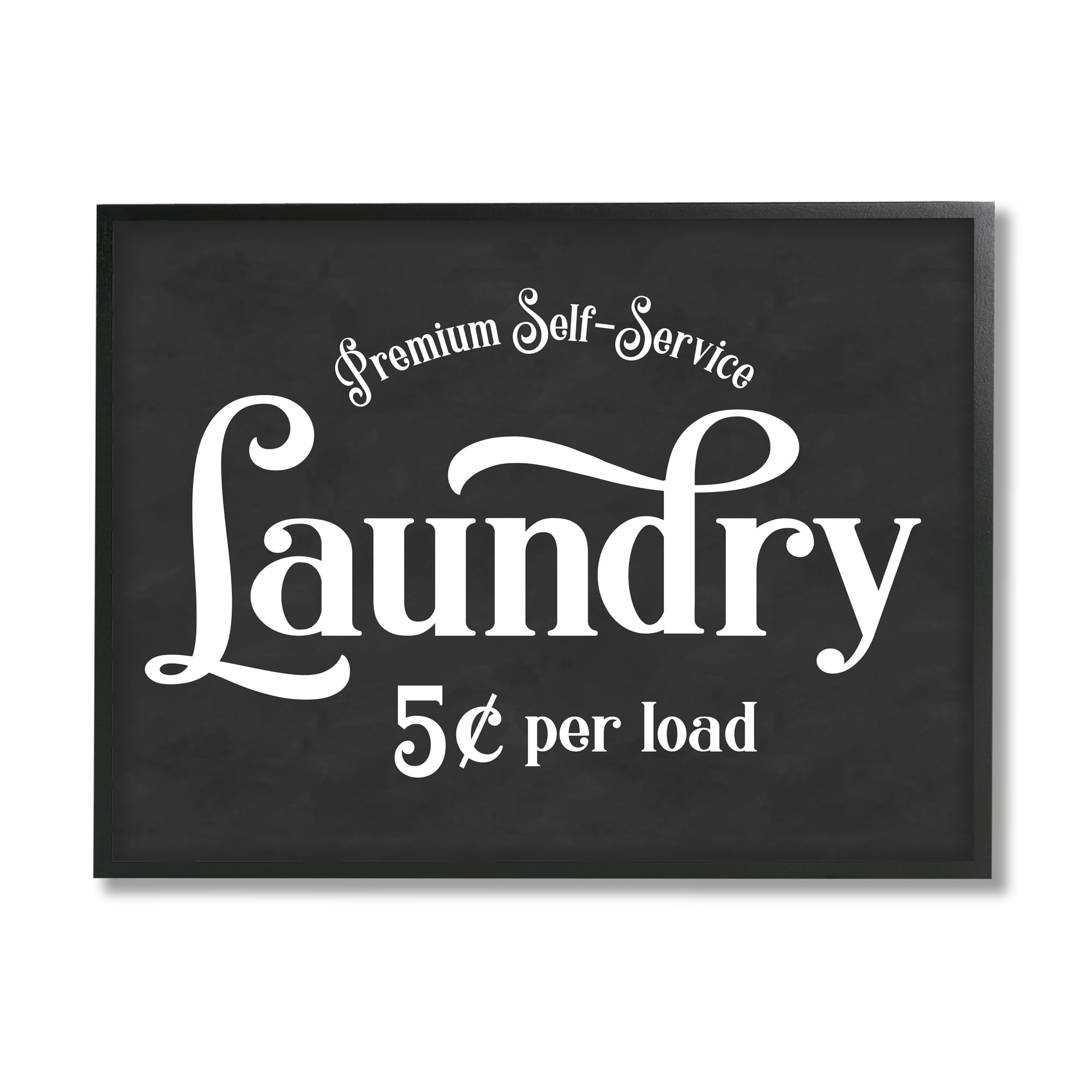 Stupell Industries Premium Self-Service Laundry Vintage Advertisement Sign Graphic Art Black Framed Art Print Wall Art, 11x14, by Lettered and Lined