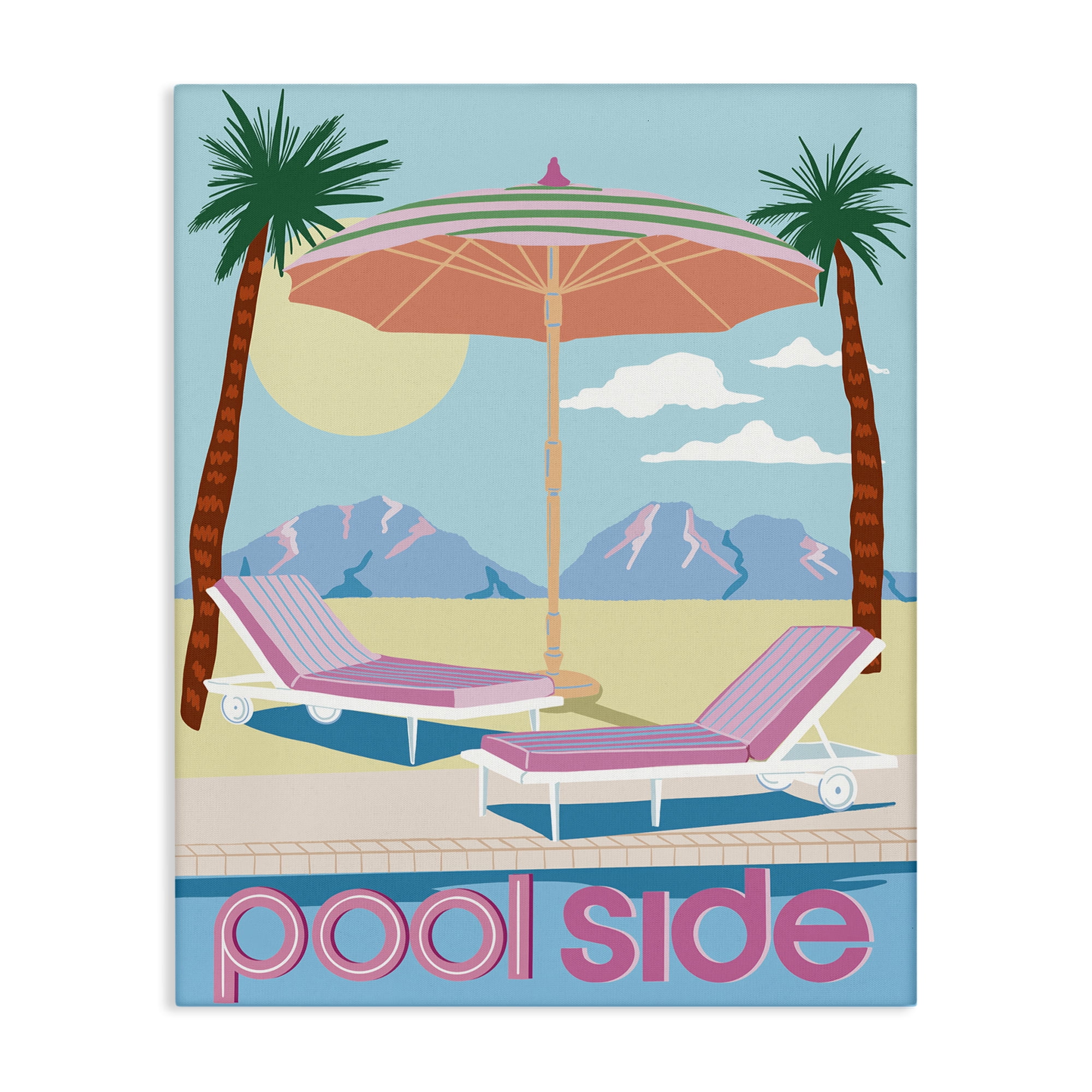 Stupell Industries Preppy Coastal Poolside Nautical & Beach Painting Wrapped Canvas Art Print Wall Art, 36 x 48