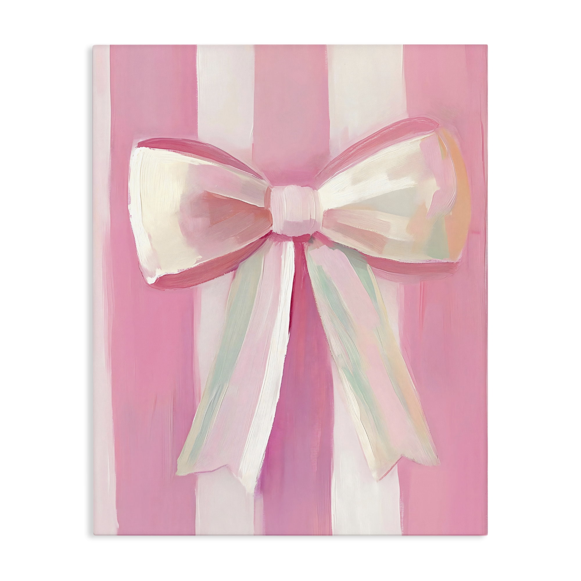 Stupell Industries Preppy Pink Bow on Stripes Canvas Wall Art, design by The Prints Vibe