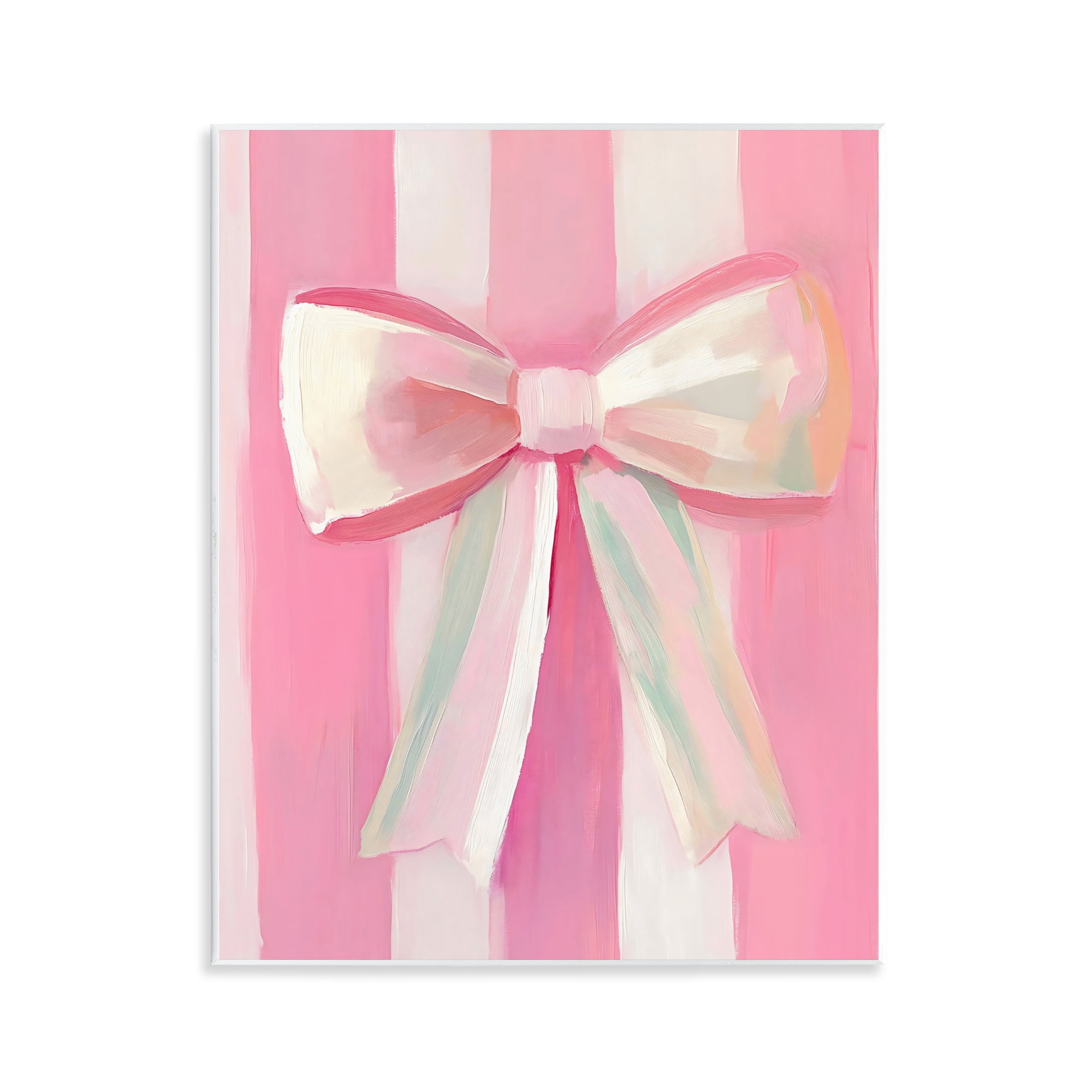 Stupell Industries Preppy Pink Bow on Stripes Wall Plaque Art, design by The Prints Vibe