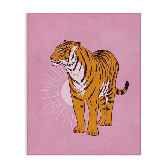 Stupell Industries Preppy Tiger Standing Animals Painting Wrapped Canvas Art Print Wall Art, 16 x 20