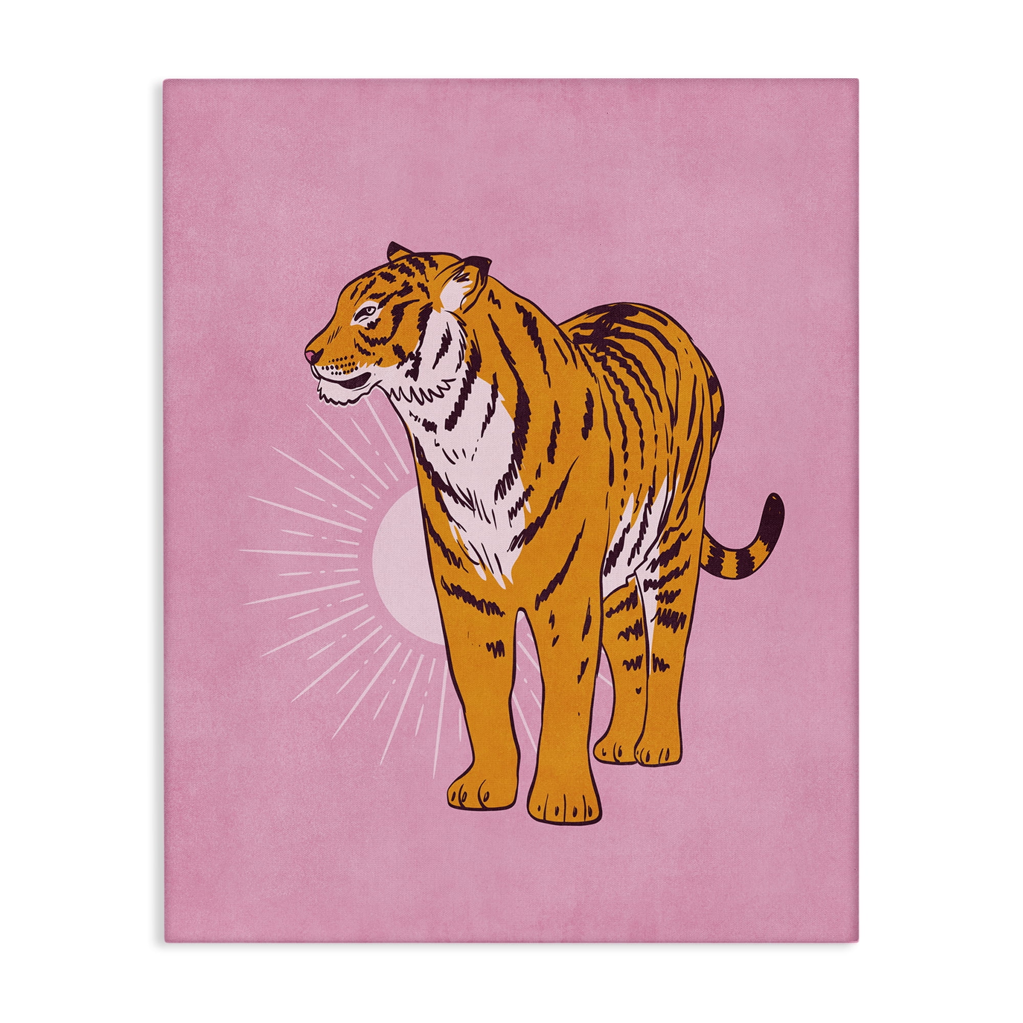 Stupell Industries Preppy Tiger Standing Animals Painting Wrapped Canvas Art Print Wall Art, 36 x 48