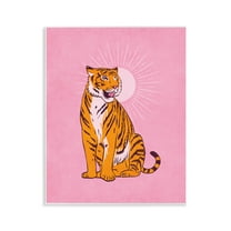 Stupell Industries Preppy Tiger on Pink Animals Painting Unframed Art Print Wall Art, 11 x 14