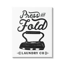 Stupell Industries Press & Fold Antique Iron Laundry Lettering Phrase Graphic Art Gallery Wrapped Canvas Print Wall Art, Design by Lettered and Lined