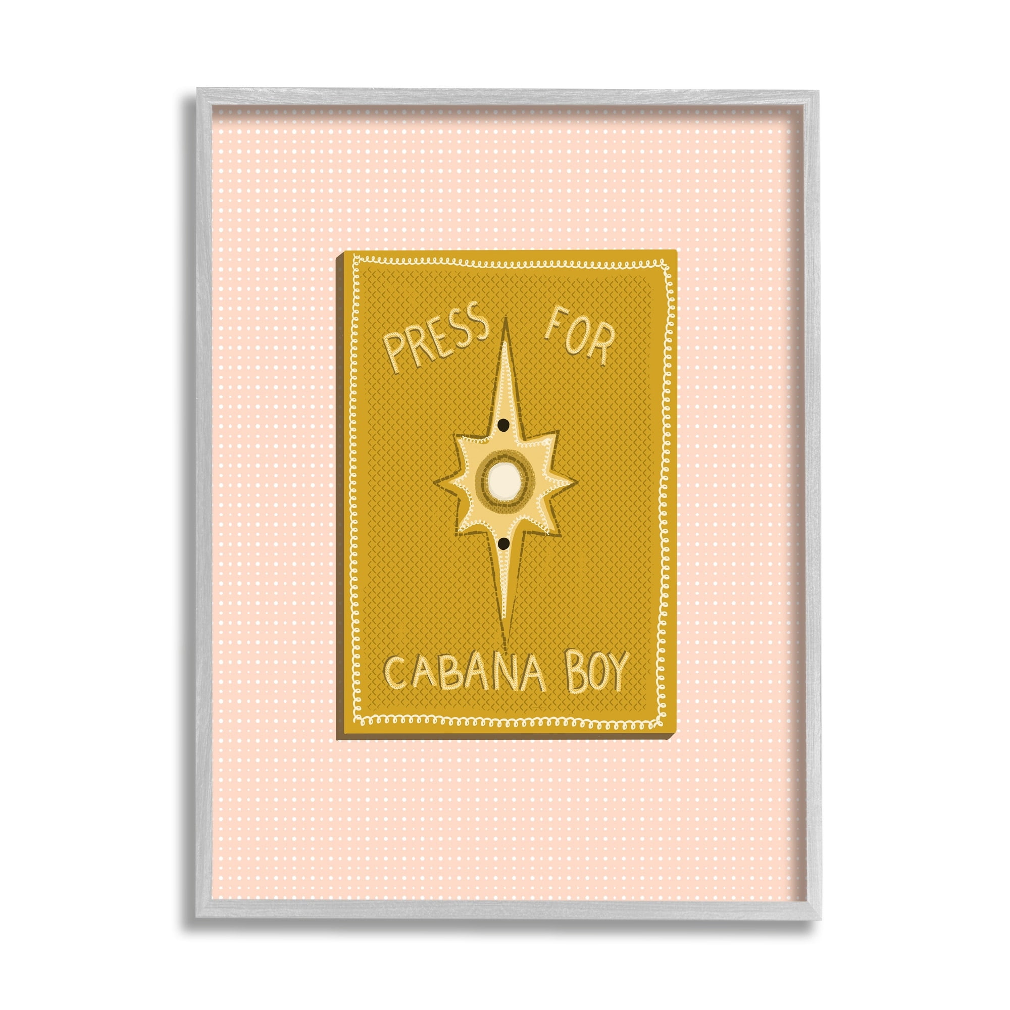 Stupell Industries Press For Cabana Boy Witty Pink Text Button Framed Wall Art, 24 x 30, Design by Jen Bucheli
