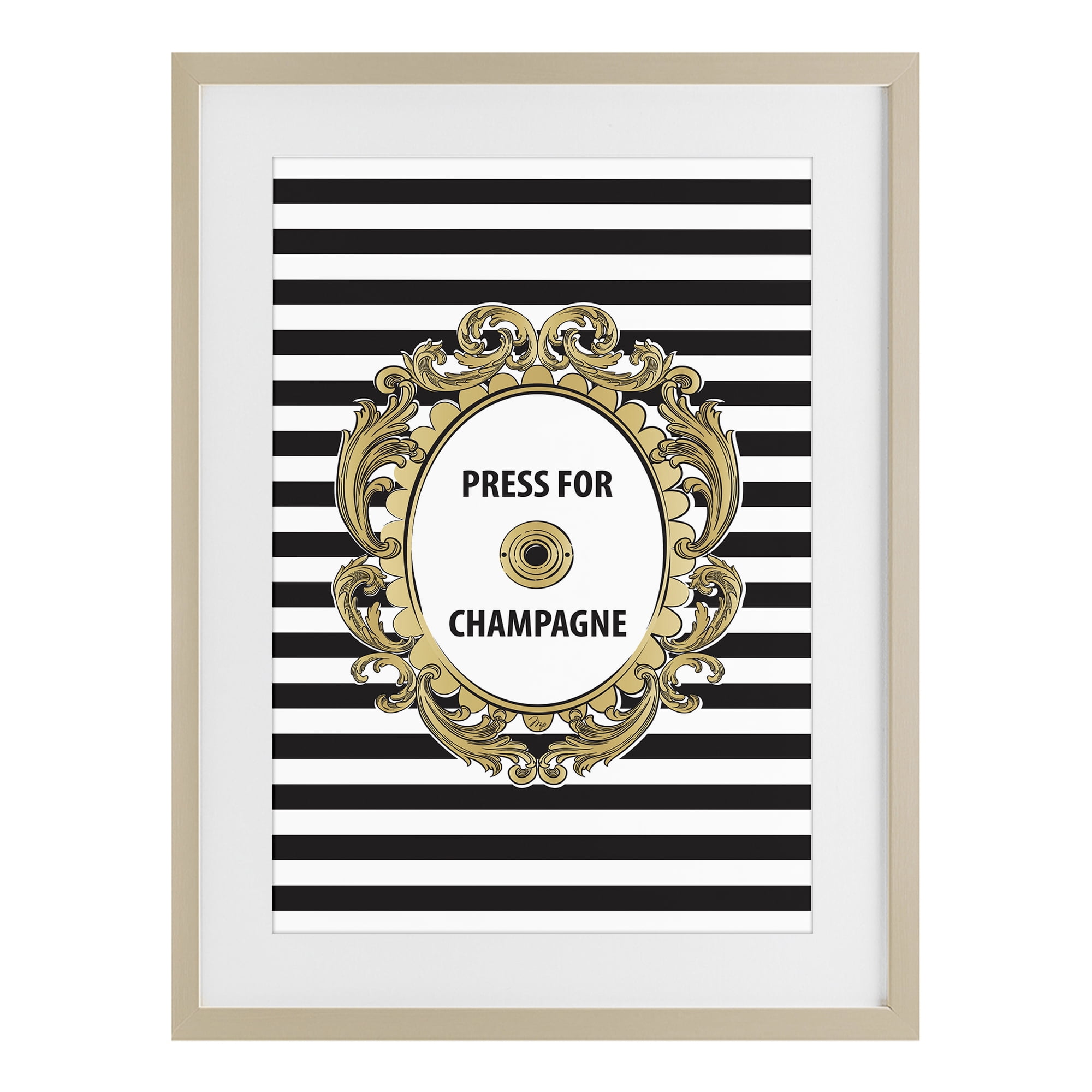 Stupell Industries Press For Champagne Celebration Birch Framed Print Under Glass, design by Martina Pavlova