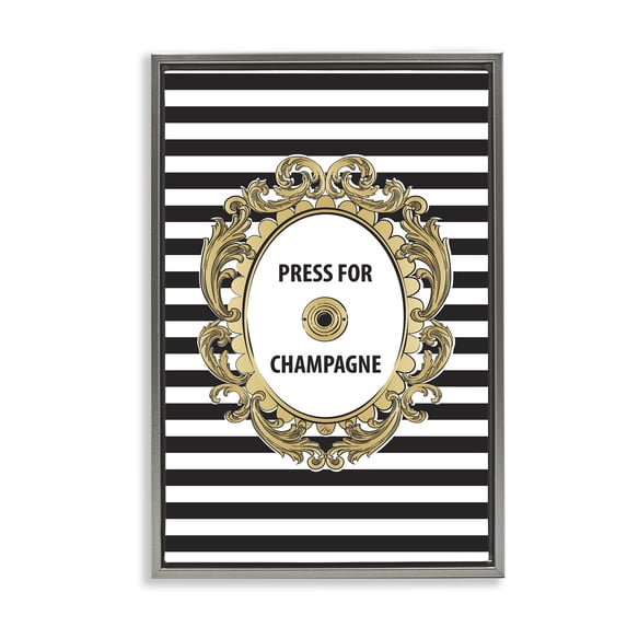 Stupell Industries Art Deco Press For Champagne Celebration Gray Floating Frame Canvas Art, 21 x 31, by Martina Pavlova